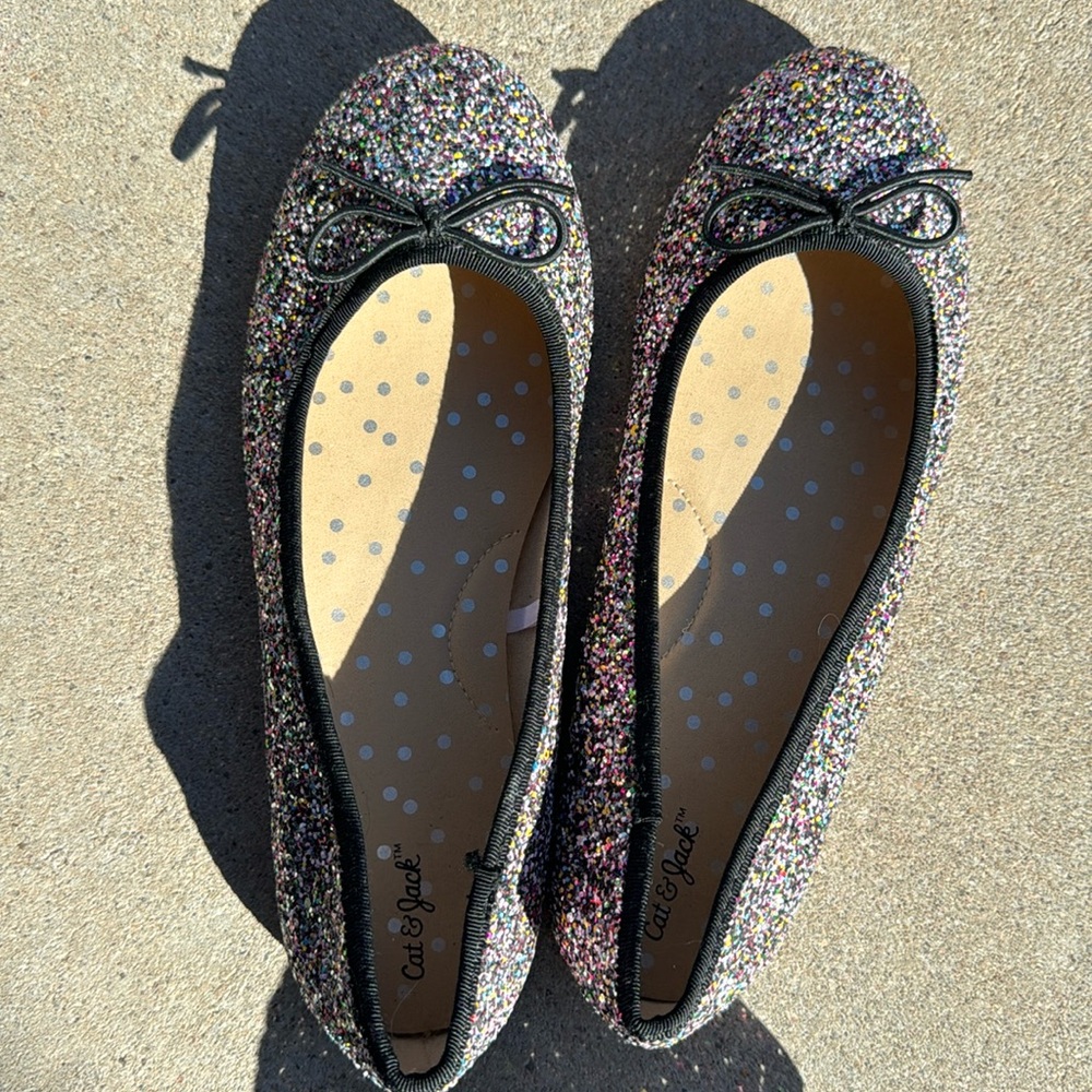Cat & Jack black & glitter ballet flats girls size 4